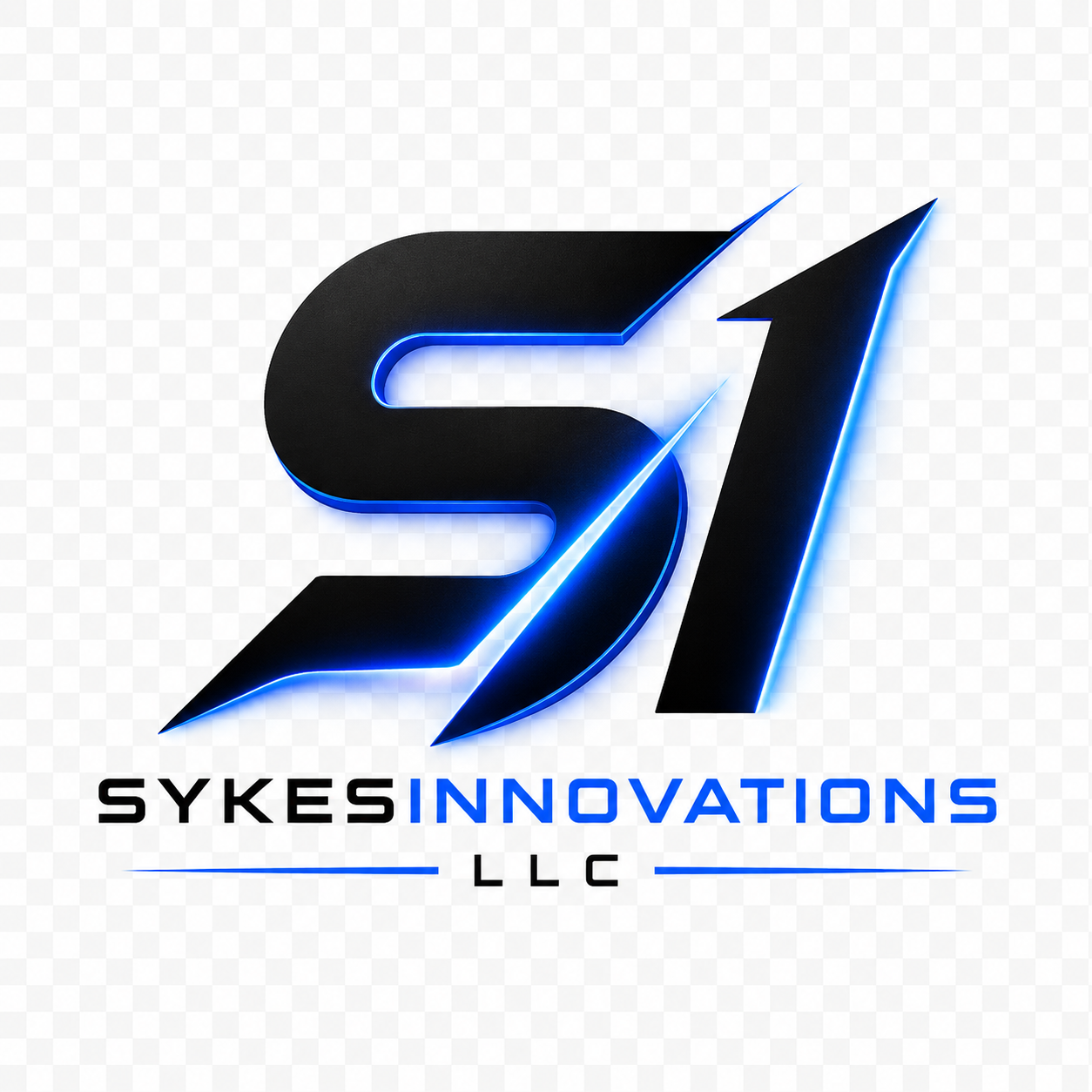 SykesInnovations LLC black and blue logo